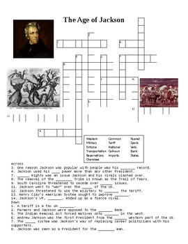 The Age of Jackson Crossword or Web Quest by Vagi #39 s Vault TPT