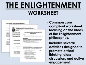 Preview of The Enlightenment worksheet - Global/World History