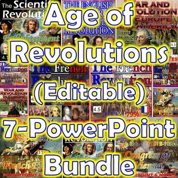 Preview of The Age of Revolutions 7 PowerPoints + Student Guided Notes Bundle (Editable)