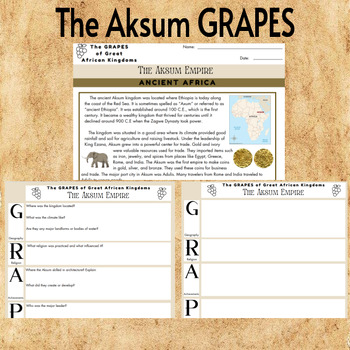 Preview of The Aksum Kingdom GRAPES activity