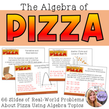 Preview of The Algebra of Pizza - 66 Word Problems and Answer Keys Slides
