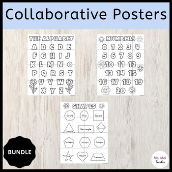 Preview of The Alphabet, Numbers, and Shapes Collaborative Posters - BTS - BUNDLE