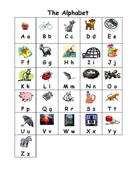 The Alphabet with Pictures by Jenna Barger | Teachers Pay Teachers