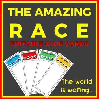 Preview of The Amazing Race Editable Clue Cards