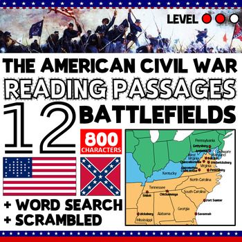 Preview of The American Civil War | Reading Passages. 12 Battlefields - Level 2