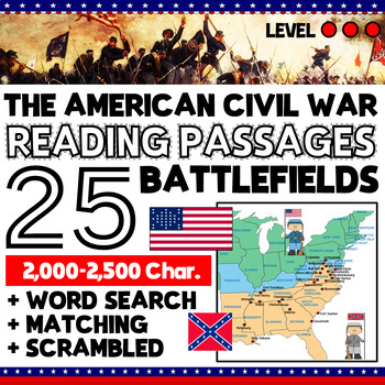 Preview of The American Civil War | Reading Passages. 25 Battlefields - Level 3
