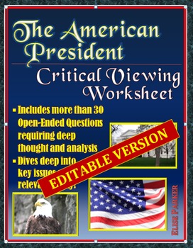 Preview of The American President (movie) -- Critical Viewing Questions Worksheet