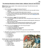 The American Revolution & New Nation- Multiple Choice Test
