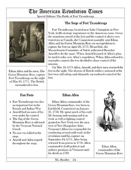 Preview of The American Revolution Times: Battle Research Project