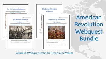 Preview of The American Revolution Webquest Bundle