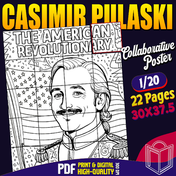 Preview of The American Revolutuinary Casimir Pulaski Collaborative Poster Coloring Craft