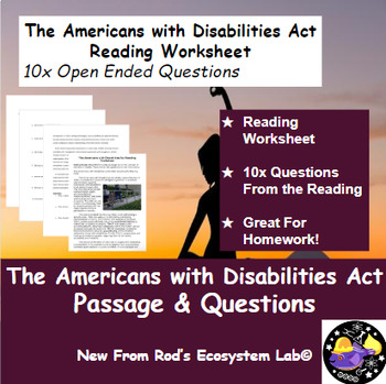 Preview of The Americans with Disabilities Act Reading Worksheet **Editable**