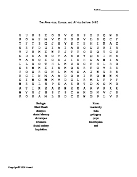 The Americas Europe And Africa Before 1492 Word Search TPT   Original 2823556 1 