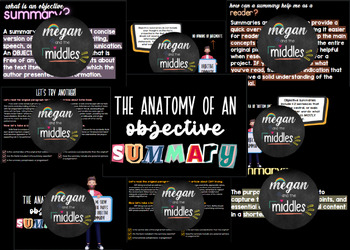 Preview of The Anatomy of an Objective Summary: Mini-Lesson Presentation and Practice