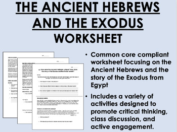 Preview of The Ancient Hebrews and the Exodus worksheet - Global/World History