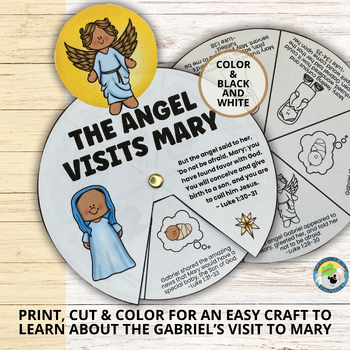 Preview of The Angel Visits Mary Story Bible Wheel Craft Activity for Christmas Lesson