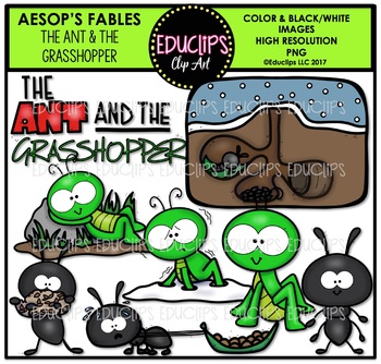 Preview of The Ant And The Grasshopper Clip Art Bundle {Educlips Clipart}