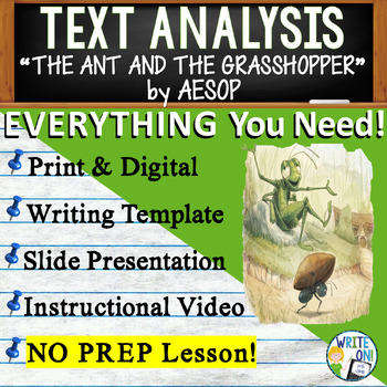 Preview of The Ant and the Grasshopper - Text Based Evidence - Text Analysis Writing Prompt