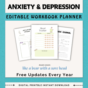 Preview of The Anxiety & Depression Workbook| Holistic Healing for Growth- Guidance Planner