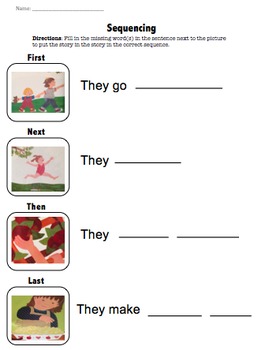Preview of The Apple Pie Tree by Zoe Hall Sequencing Worksheet