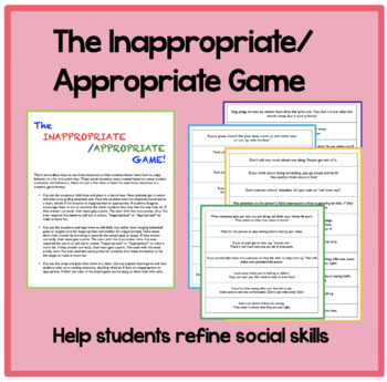 Preview of The Inappropriate / Appropriate Game: Help students refine social skills!
