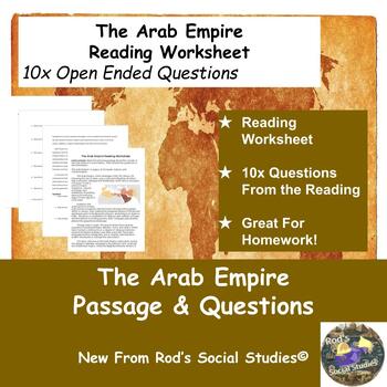 Preview of The Arab Empire Reading Worksheet **Editable**