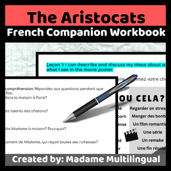 Preview of The Aristocats, Les Aristochats | French Student Movie Companion Workbook