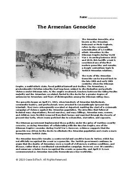 Preview of The Armenian Genocide Worksheet