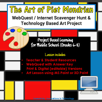 Preview of Art of Piet Mondrian - WebQuest  & Art Project | Distance Learning