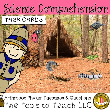 Preview of Arthropod Phylum Passages and Comprehension Questions Task Cards Science No Prep