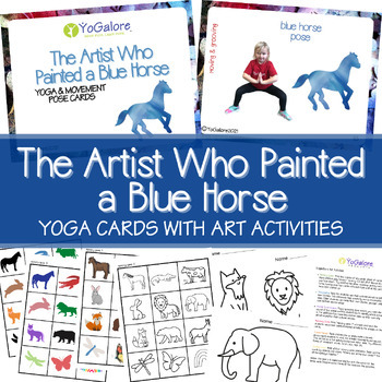 Preview of The Artist Who Painted a Blue Horse Lesson Plan w/ Yoga Pose Cards & Activities