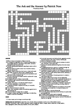 The Ask and the Answer Vocabulary Crossword Puzzle by M Walsh TpT