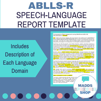 Preview of The Assessment of Basic Language and Learning Skills, ABLLS-R Report Template