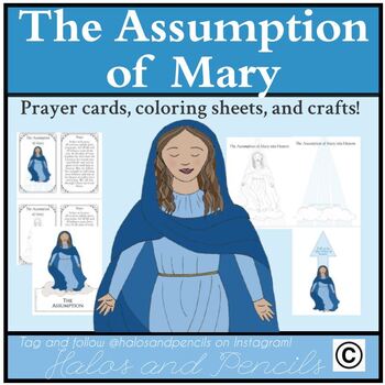 Preview of The Assumption of Mary Marian Activities Crafts Coloring