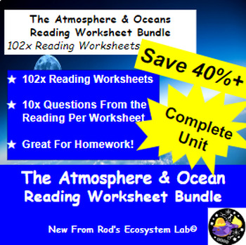 Preview of The Atmosphere & The Oceans Full Unit Reading Worksheet Bundle *Editable*