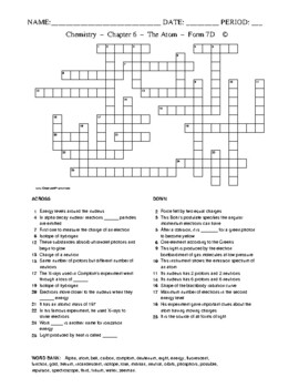 The Atom Crossword Activity with Word Bank Form 7 by Oscar Londono