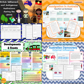 Preview of The Australian Colonies Bundle - Slides and Worksheets for Year 5 & 6 History