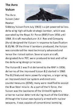 The Avro Vulcan Handout by Steven's Social Studies | TPT