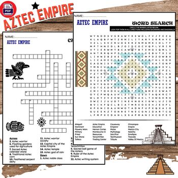 Preview of The Aztec Empire Fun Worksheets - Word Search And Crossword