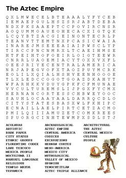 The Aztec Empire Word Search by Steven's Social Studies | TpT