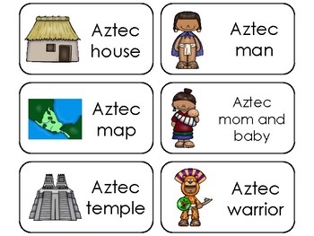 Preview of The Aztecs Printable Flashcards. Preschool-3rd Grade Ancient History
