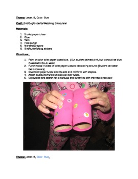 Preview of The "B" says "buh": Lesson Plan/Binocular Craft/Pre-K Lesson Plan/Activities