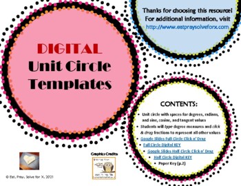 Preview of The BEST DIGITAL Unit Circle Template(s)