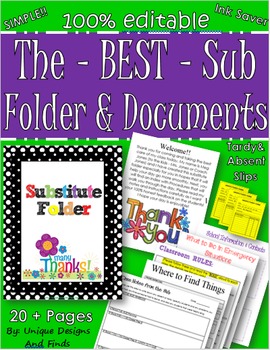 Preview of The BEST EDITABLE SIMPLE Sub Folder, Binder, and Documents you can Find!
