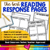 The BEST Reading Response Pages to go along with ANY BOOK!