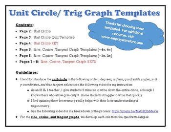 Preview of The BEST Unit Circle & Sine/Cosine/Tangent Graph Templates