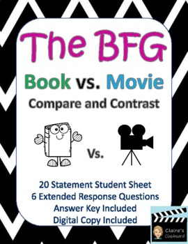 Preview of The BFG Book vs. Movie Compare and Contrast - Google Copy Included