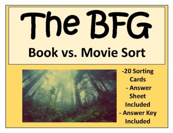 Preview of The BFG Book vs. Movie Compare and Contrast Sort - Google Copy Included