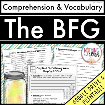 Preview of The BFG | Comprehension Questions and Vocabulary by chapter