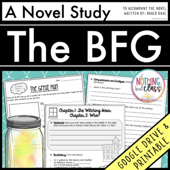 Preview of The BFG Novel Study Unit | Comprehension Questions with Activities and Tests